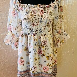 Floral Off-Shoulder Mini‎ Dress